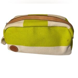 Bonfanti Green and Cream Women’s High End Makeup Cosmetic Bag Italy